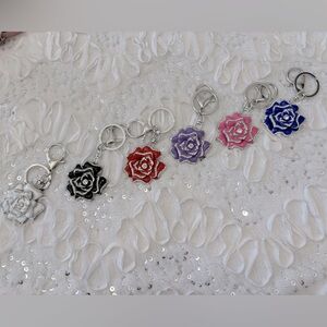Beautiful Jeweled Flower Metal Bag Charm